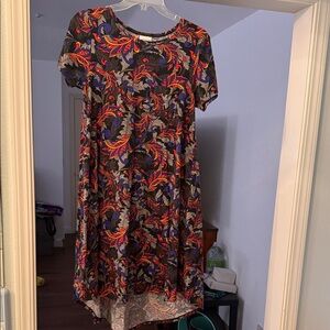 LuLaRoe High Low Carly Dress with Red and Purple Floral Design